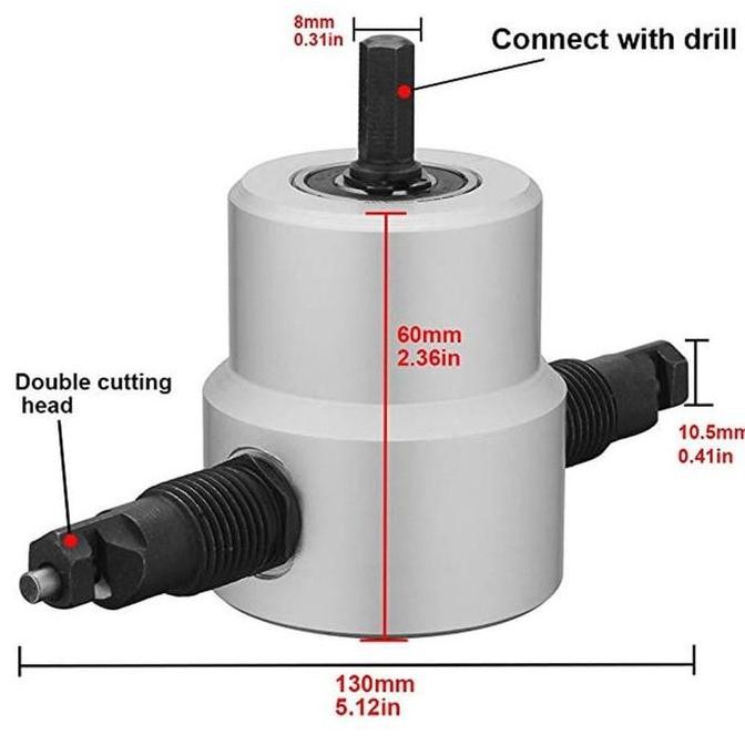 

Nibble Nibbler Cutter Adapter Alat Potong Plat pelat Metal Doubel Head