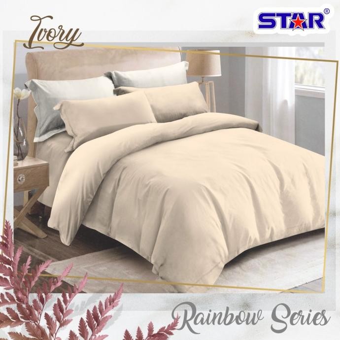 Sprei katun Polos (Tanpa BC) + Anti Geser Katun CVC STAR Premium Polosan Warna IVORI UK 90x200 / 100