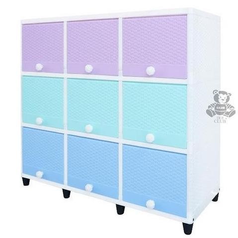 Club Lemari Plastik Triple Flip 3 Susun Meja TV Rotan Buffet TV Laci 9 Pintu Kotak Rak TV