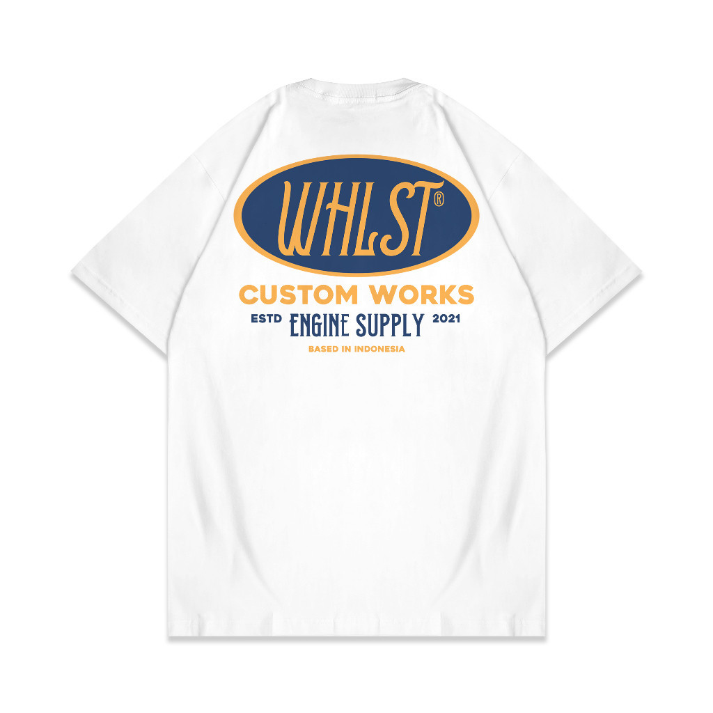 YISHANG T Kaos Pria WHLST Custom Works Engine Supply Oversize Streetwear Keren Lokal Indonesia