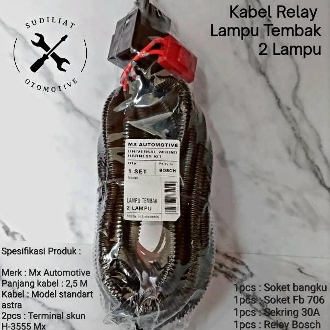 KABEL RELAY SET LAMPU FOGLAMP / TEMBAK MOBIL + RELAY BOSCH - 2 LAMPU