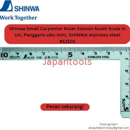 

siap kirim shinwa small carpenter ruler sansun-boshi scale in cm, penggaris siku mini, shinwa stainless steel #12101