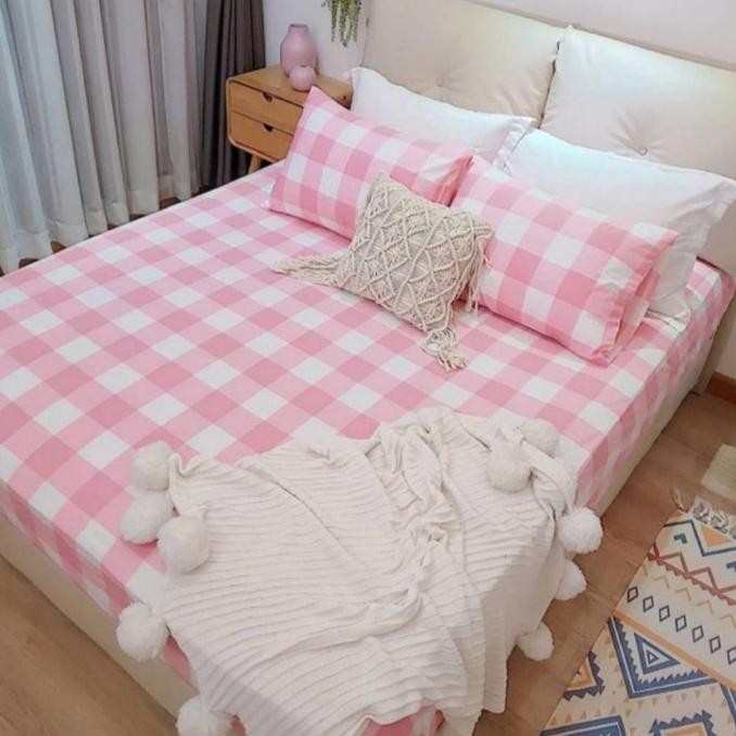Sprei Set Aesthetic Korea Style || Emily Pink