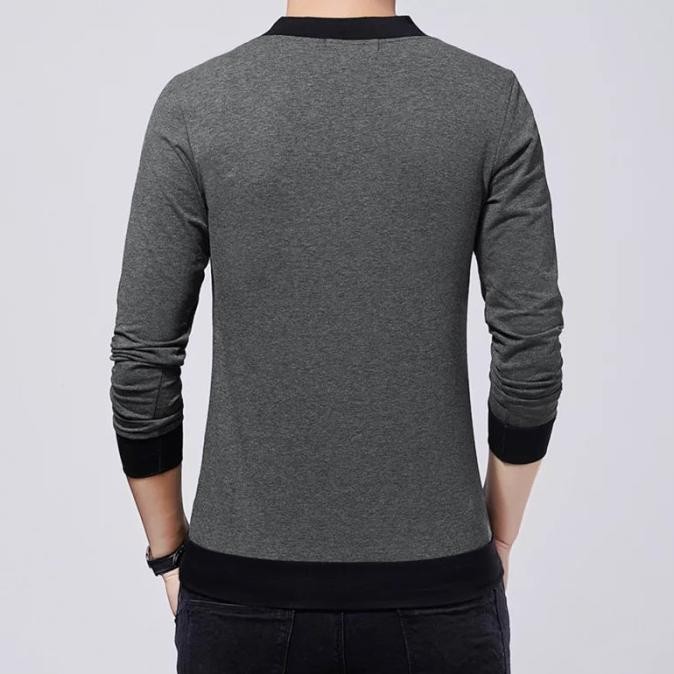 Baru Okechuku LONEL Baju Kaos Pria Distro Lengan Panjang Leher V Neck Shirt