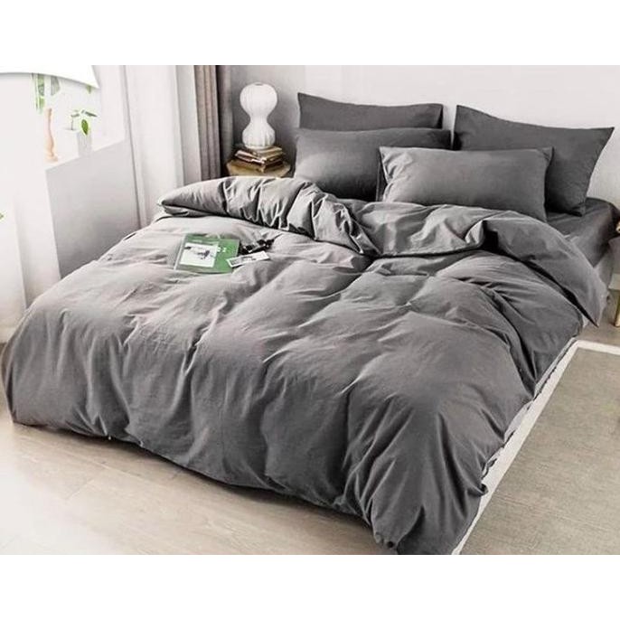 Sprei set Katun Premium Seprei Polos Abu Abu Sprei Homemade