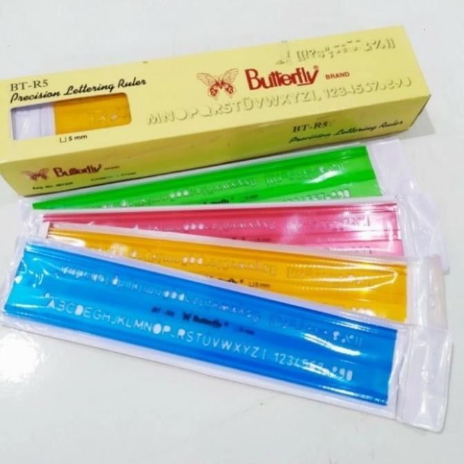 

siap kirim penggaris mal huruf angka butterfly bt r5 ukuran 5mm
