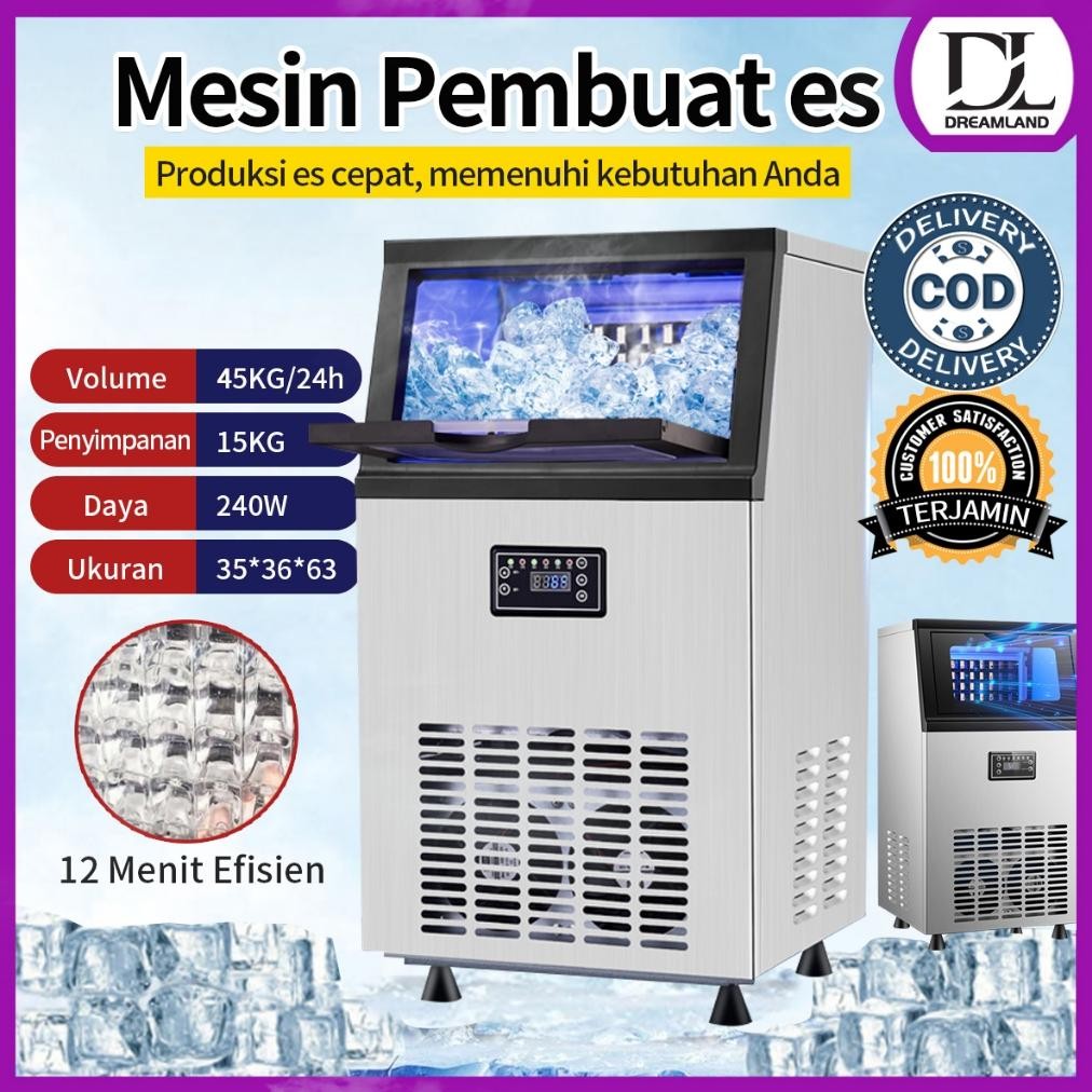 Mesin Es Batu Kristal Mesin Pembuat Es Batu Mesin Es Batu 45kg / 24 jam untuk Cafe Restoran