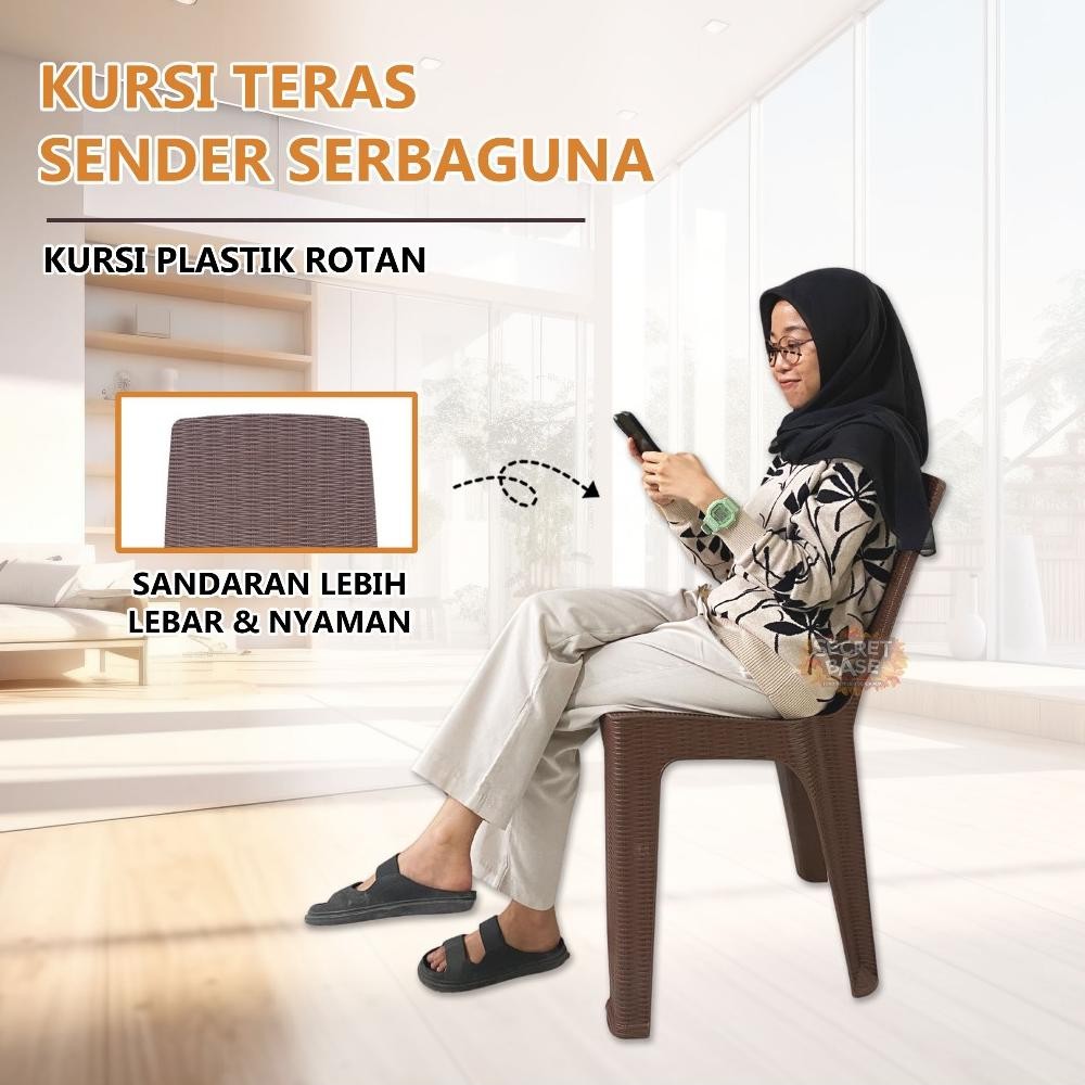Kursi Teras Sender - Bangku Plastik / Kursi Makan Tinggi / Kursi Plastik Sandaran Murah Promo