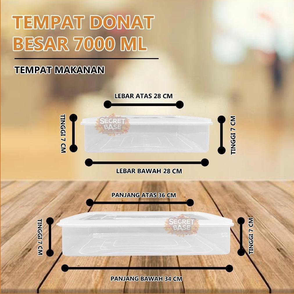Tempat Donat Besar - Wadah Makanan Serbaguna 7000Ml / Kotak Plastik Rapat Instant