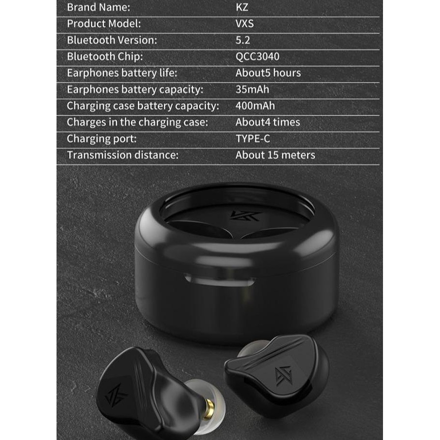 TWS KZ VXS HiFi APTX Bluetooth 5.2