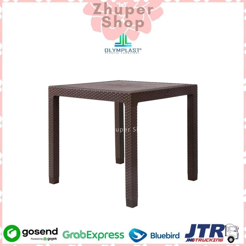 Meja Makan Plastik Olymplast Anyaman Rotan ODT 80