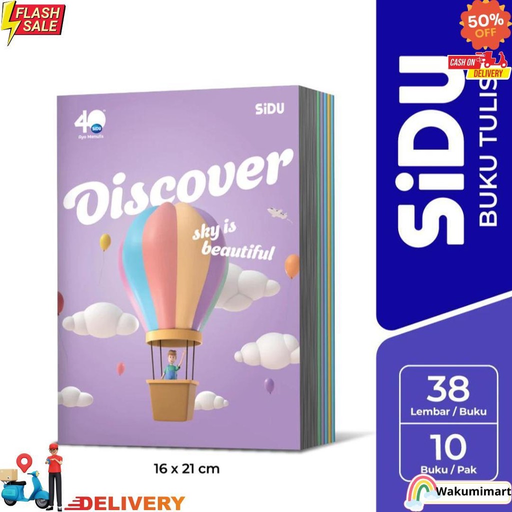 

[ Pak ] Buku Tulis Sidu Sinar Dunia 38 Lembar Grosir (Isi 10 Buku) / Skola 38 D Cod
