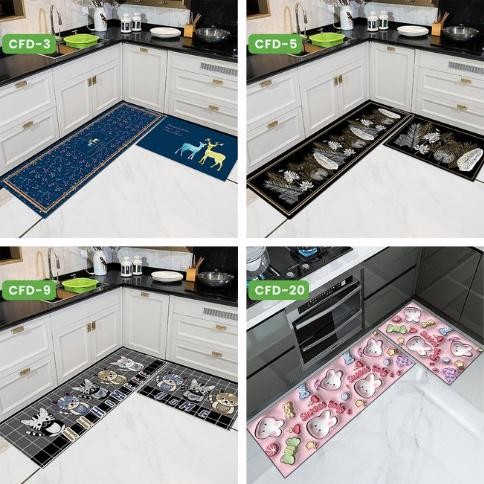 Keset Dapur 2 in 1 Isi 2 pcs Keset Dapur Minimalis Anti Slip Menyerap Air Keset Kaki 3D