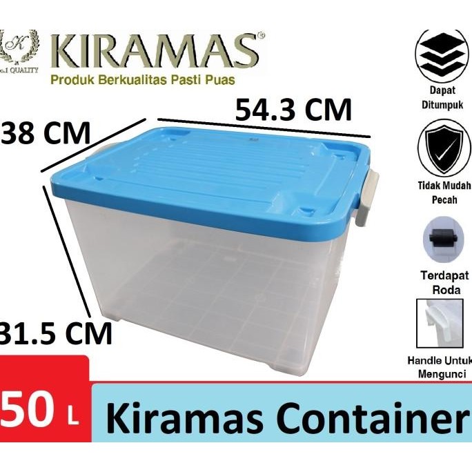 Container Box 50 Liter Kiramas 1038 AR Biru (By Gojek / Grab)