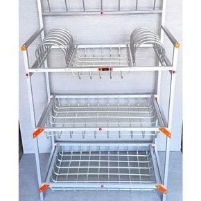 rak piring aluminium tebal 3 susun tempat piring rak dapur aluminium