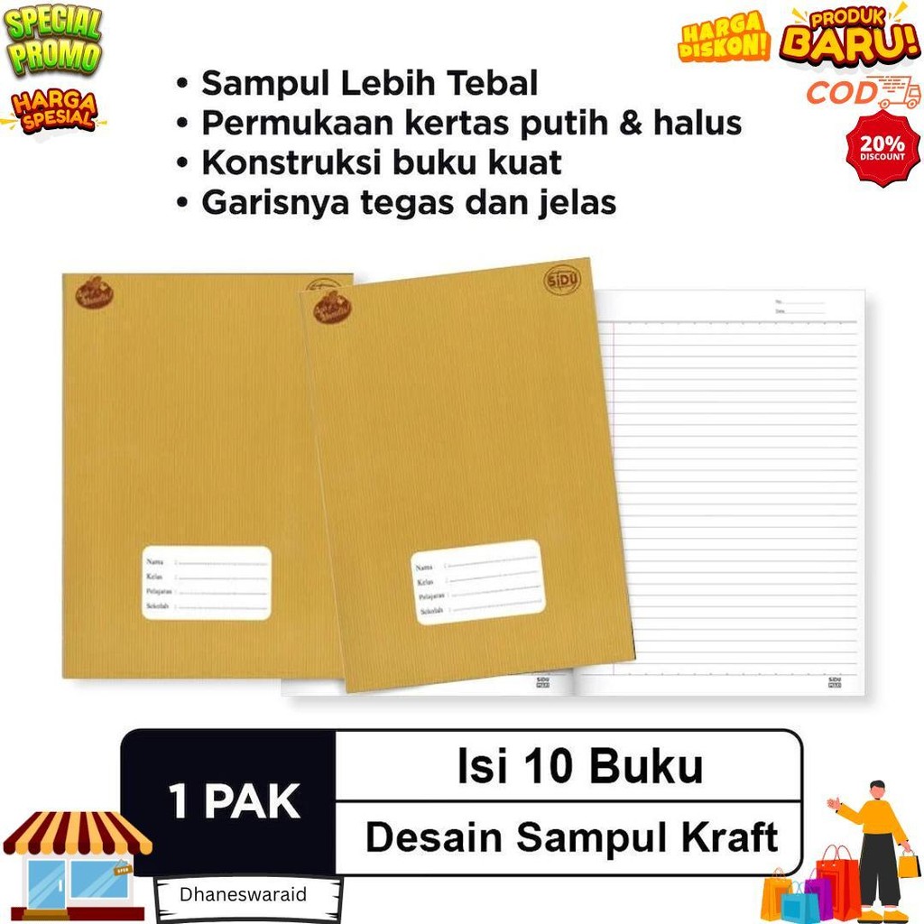 

[ Pak ] Buku Tulis Sidu Sinar Dunia 40 Lembar Sampul Coklat / Kraf Grosir (Isi 10 Buku) D Gratis Ongkir