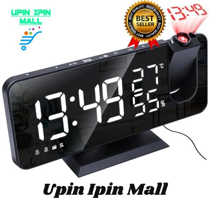 Jam Meja Alarm Cermin Jam Meja Digital Proyektor Temperature FM Radio Stok Terbatas