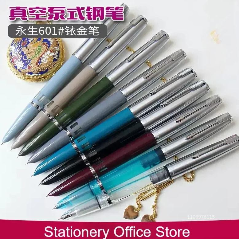 

New Wingsung 601 Press Piston Fountain Pen Iridium Ef/F Nib Steel Cap Vacumatic Resin Ink Pen School Stationery Office Supplies
