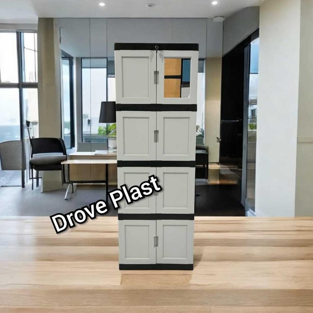 Lemari Plastik Lemari Pakaian Plastik Susun KACA dan KUNCI susun 5