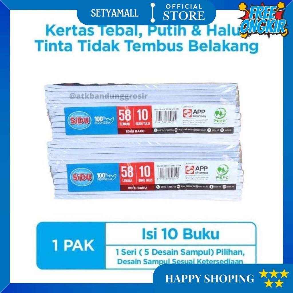 

Buku Tulis Sinar Dunia 58 Lembar ( Sidu ) Uk Quarto Random Cover - Pak (10Pcs) D Cod