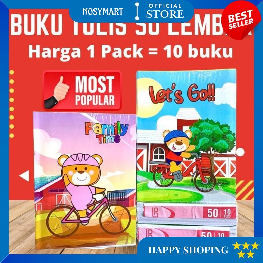 Atk Medan Grosir- Buku Tulis 50 Lembar 10 Buku D Terlaris