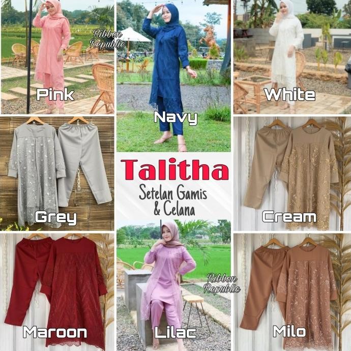 Baru Setelan Gamis Tunik Brukat Renda Baju Rok Celana Wanita Lebaran Pesta