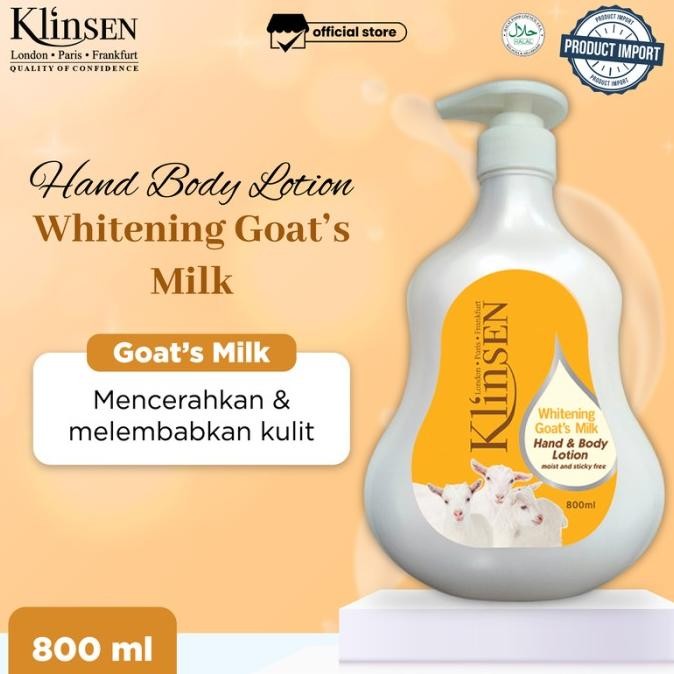 Klinsen Hand & Body Lotion Whitening Goat Milk 800 ml