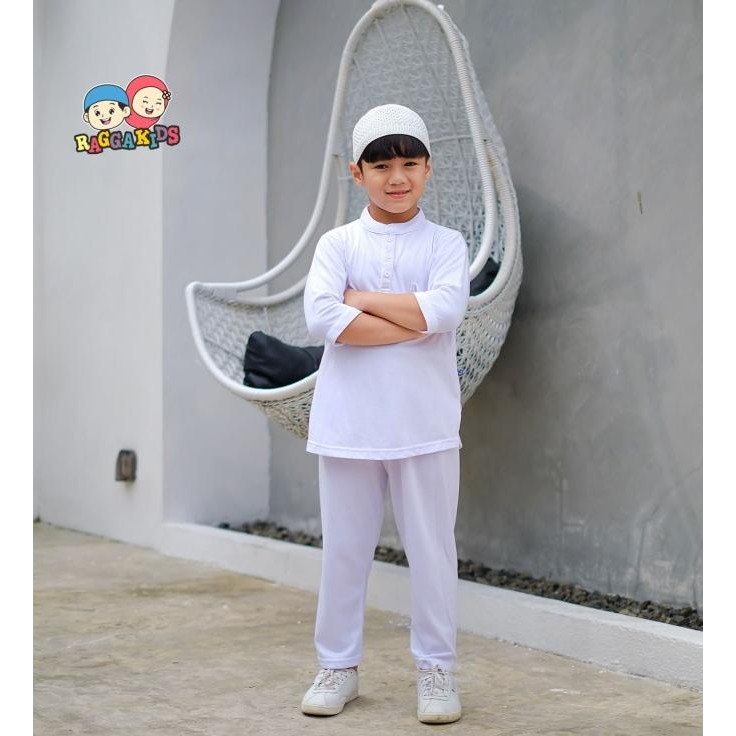 Baju koko anak putih TK SD free peci Raggakids KR02 baju manasik haji LM