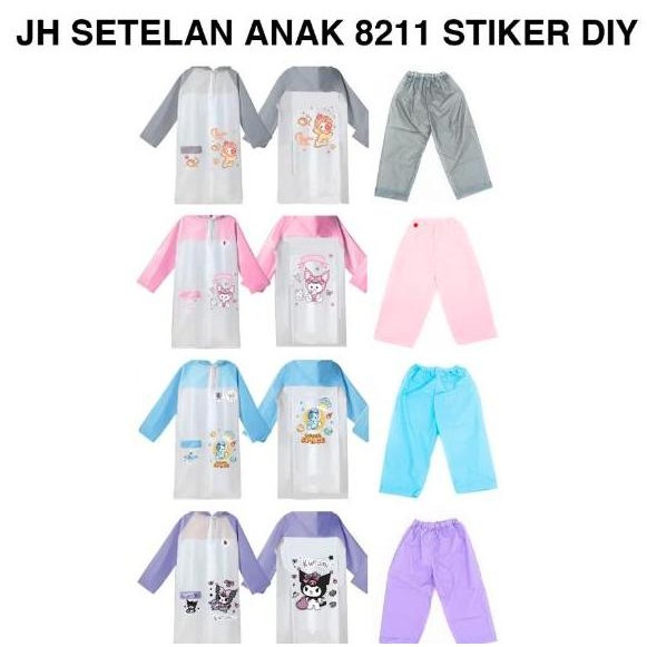 Jas Hujan Setelan 8211 DIY Kombinasi Anak perempuan laki laki Motif Stiker kartun Tempel Sendiri Sto