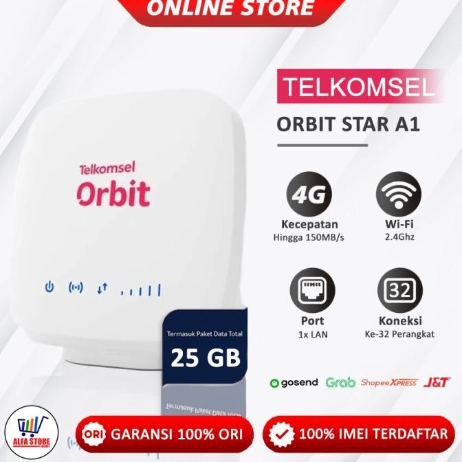 Telkomsel Orbit Star A1 Modem Router Modem Wifi 4G Free Perdana Orbit