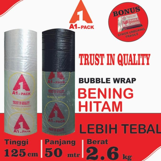 

tersedia plastik bubble wrap roll 125cm x 50m lebih tebal 2.6 kg bening hitam