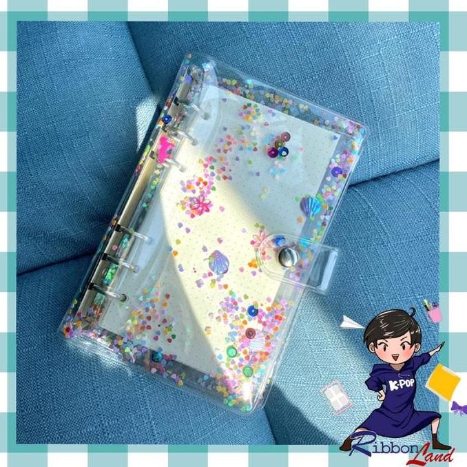 

A6 Cover Binder Sequin Manik Warna Rainbow 6 Ring murah