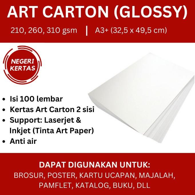 Art Karton / Art Carton A3+ Isi 100 lembar (210/260/310 gsm) - Glossy murah