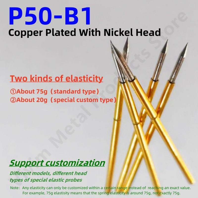 20 / 100PCS P50-B1 Spring Test Probe Test Pin Pogo Pin P50-B Alat Uji PCB ICT FCT LISTRIK 0.48 / 0.6