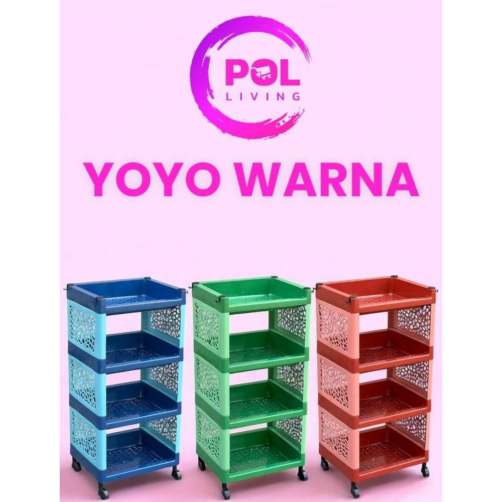 Rak yoyo 4susun ada rodanya warna POL PACKING DUS