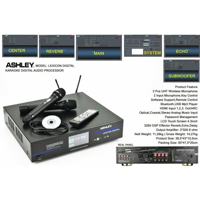 Terlaris Processor Amplifier Karaoke Ashley Lexicon Digital + 2 Mic Pegang