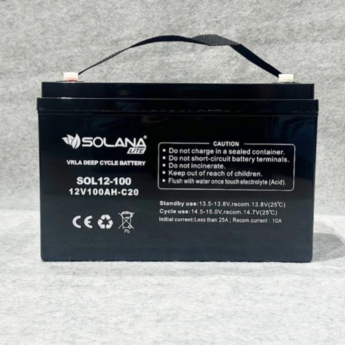 Sale Aki Battery Accu Solana Lite 12V 100Ah Deepcycle Aki 12V 100Ah
