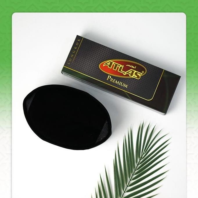 Kopiyah Peci Songkok Hitam ATLAS Hitam Dewasa Santri Motif Polos AC untuk Solat Terbaru Kopiah Musli