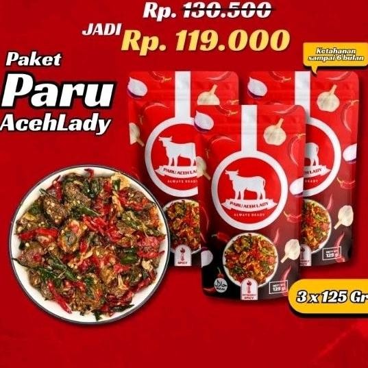 

READY STOK Promo Berjalan - 3 Paru Aceh - Semua Rasa (Boleh Campur) / Cod / Kirim Seluruh Indonesia / Rempah Lady / Lauk Siap Saji / 3 X 125gr Siap kirim