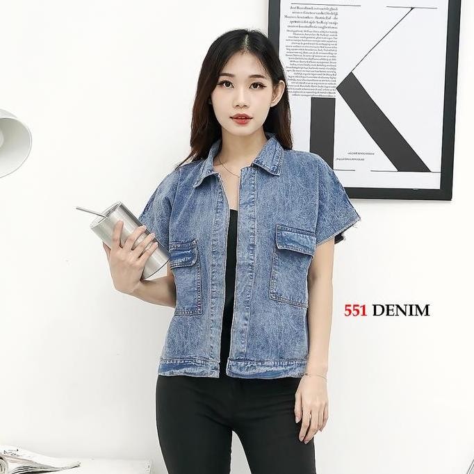 551 JAKET ROMPI JEANS CASSANDRA OVERSIZE TANPA LENGAN VEST OUTER CARDI BLAZER KEKINIAN LD 120-130 JU