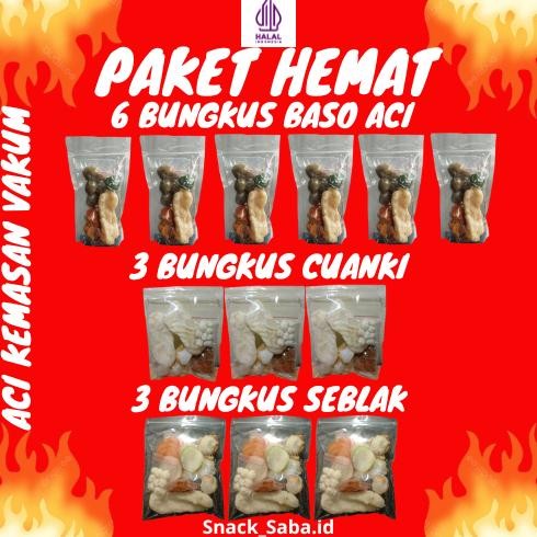 

TERMURAH Paket Mix 12 Bungkus Baso Aci 6 Cuanki 3 Seblak 3 Murah Hemat Siap kirim