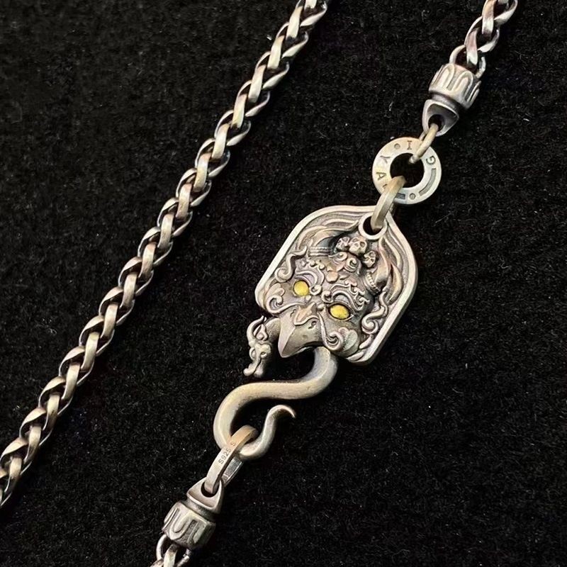 925Kalung Perak Gaya Etnik Retro Dapeng Burung Kalung Guochao Pria dan Wanita Tertekan Niche untuk P