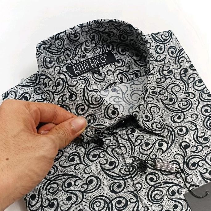 KEMEJA BATIK PRIA RITA RICCI LENGAN PENDEK MOTIF ULIR TERMURAH