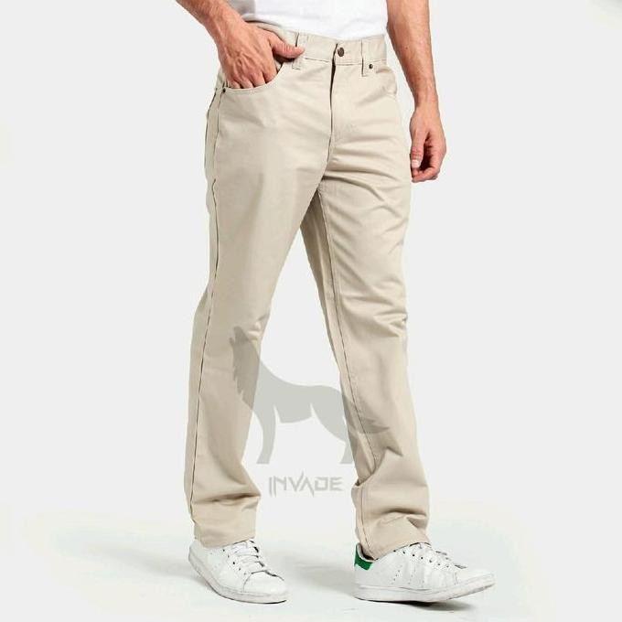 Siap Kirim Celana Chino Invade Cream Reguler fit /Celana Chino Panjang Pria Standar Reguler Straight