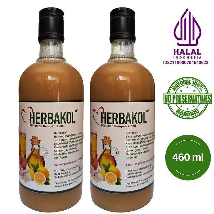 

STOK TERBATAS HERBAKOL (PAKET 2 BOTOL) JUS BAWANG PUTIH LEMON JAHE MERAH CUKA APEL MADU KAYU MANIS JUICE