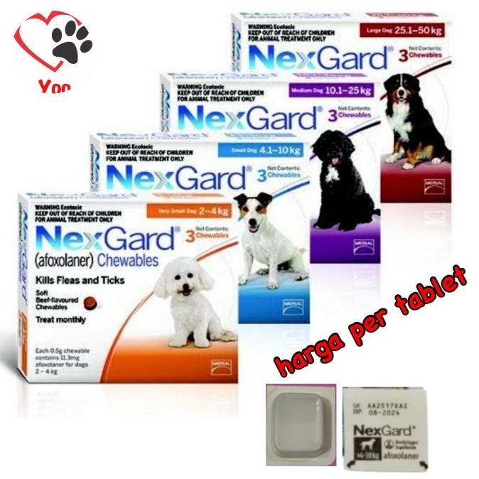 Nexgard obat kutu demodex scabies anjing S M L XL