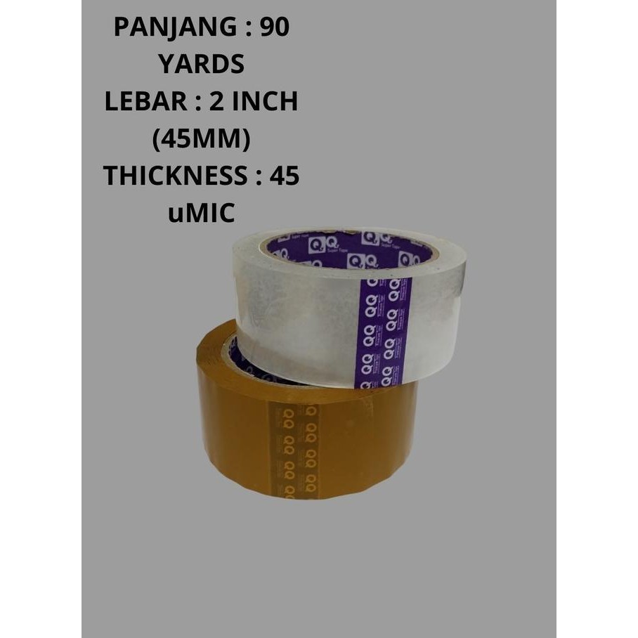 

ready Lakban Bening/Coklat 1slop(6roll)2IncH 45mm x 90Yards "QQ" TOP Quality murah
