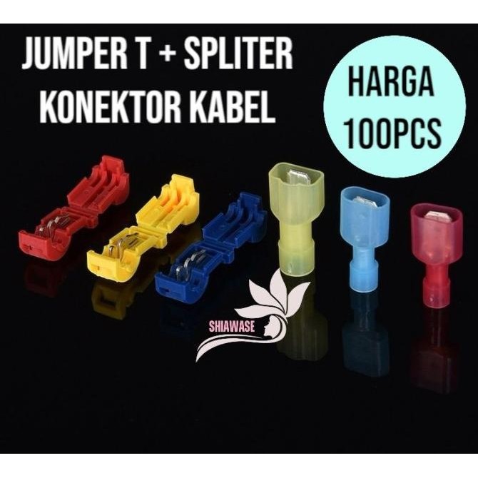Tersedia 100Pcs Konektor Jumper Kabel Listrik/Konektor Kabel Jumper T Set/Jumper T Merah Biru Kuning