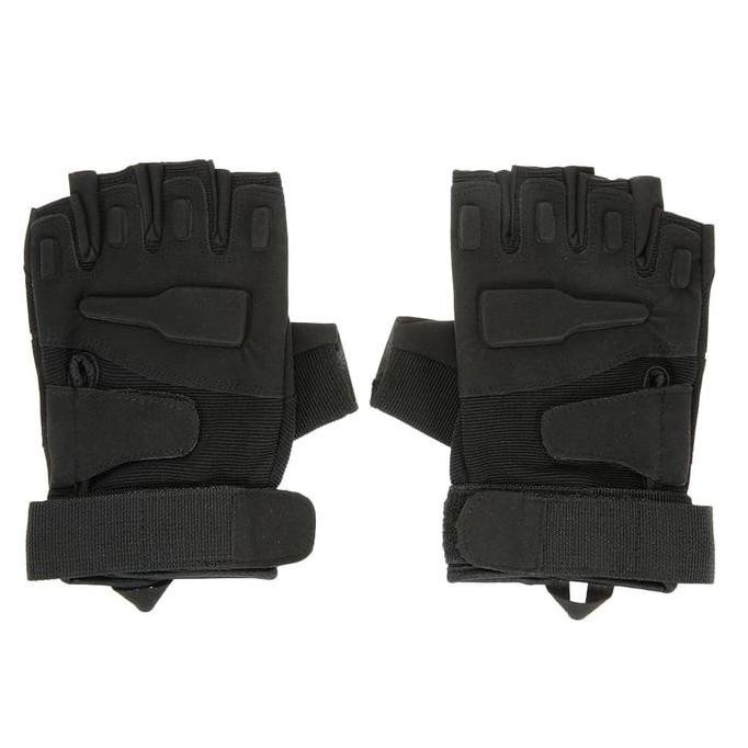 promo 44ce black eagle sarung tangan motor half finger - size l - black