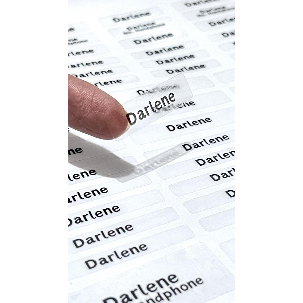 

ready STICKER LABEL NAMA TRANSPARAN WATERPROOF murah
